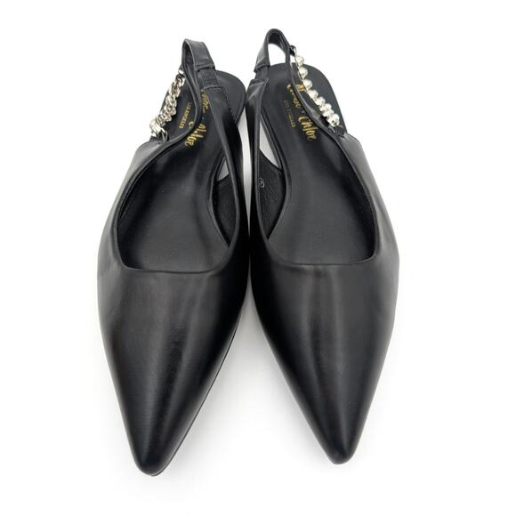 Chase & Chloe Rhinestone Slingback Flat Pointed Toe Women's Black Size US9 - Picture 3 of 13
